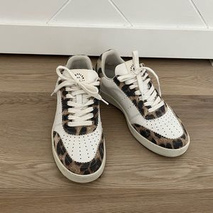 Loeffler Randall White Leather Cheetah Sneakers